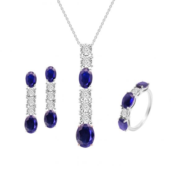 Diamond earrings and pendant set sale